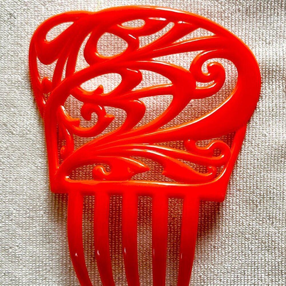 Vintage orange flamenco hair comb